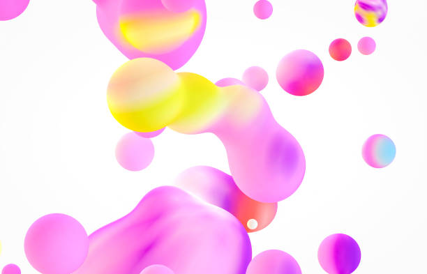 istock Holographic floating liquid blobs, soap bubbles, metaballs. 1183299684