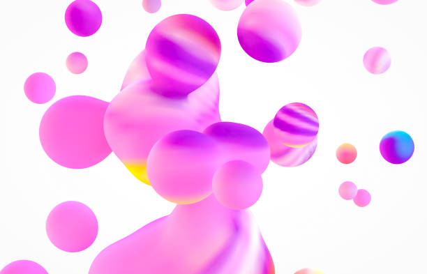 istock Holographic floating liquid blobs, soap bubbles, metaballs. 1183299686