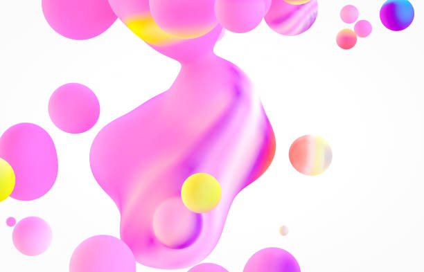istock Holographic floating liquid blobs, soap bubbles, metaballs. 1183299694