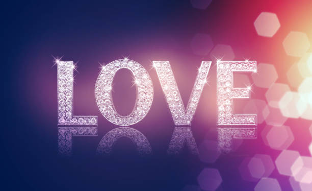 Love You Phase Formed by Diamonds with Defocused Lights Background