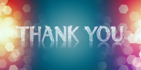 Thank You Phase Formed by Diamonds with Defocused Lights Background