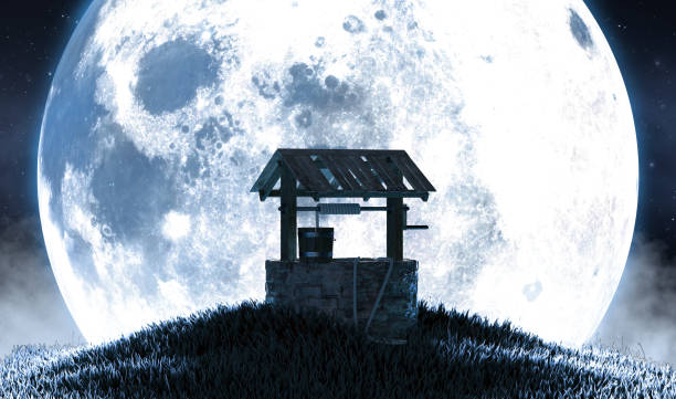 istock Wishing Well And Moon Silhouette 1183302199