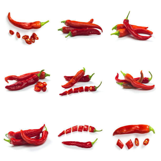 istock Set of red chili pepper isolate on white with clipping path 1183303063