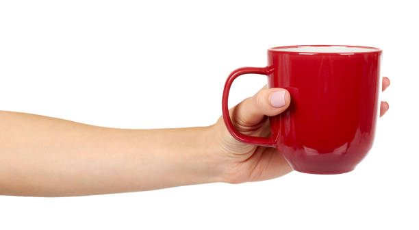 istock Red porcelain tea cup. Ceramic coffee mug. 1183304001