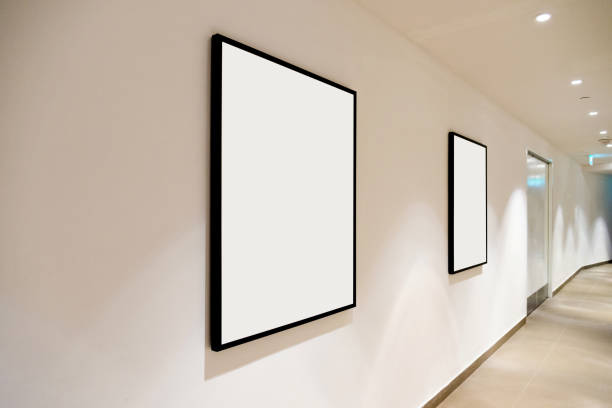 Blank frames on the wall of the corridor