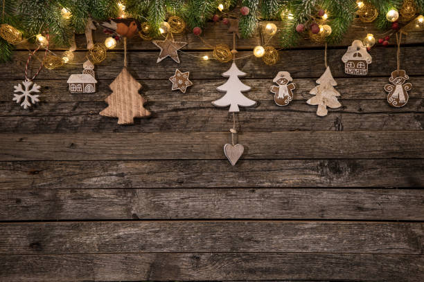 istock Christmas decoration on wooden background 1183305799