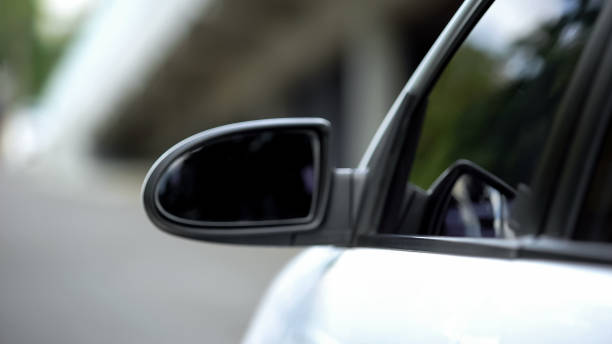 istock Auto side mirror, road safety, traffic rules, transport purchase, vehicle part 1183308805