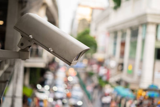 istock Cctv monitor Transportation with a red light rail tracking 1183315392
