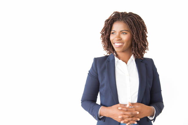 istock Happy female business leader posing with clasped hands 1183315394