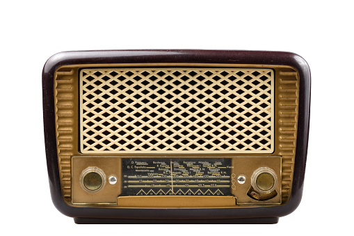 Vintage radio on a white background