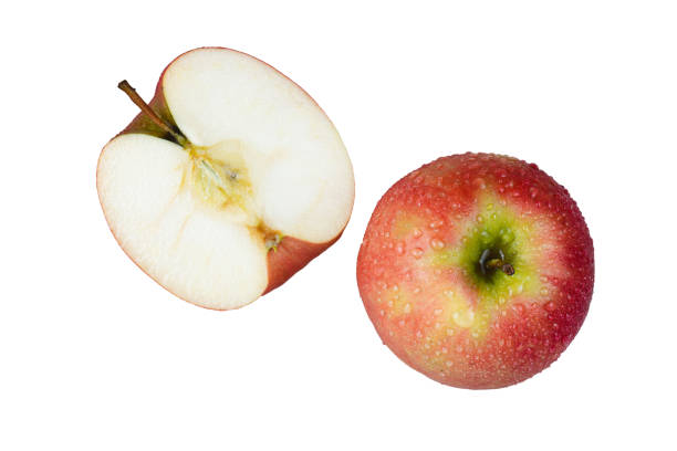 gruppo di varietà fuji di mela rossa fresca isolata su sfondo bianco - apple gala apple fuji apple fruit foto e immagini stock