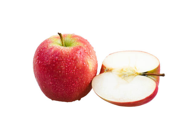 gruppo di varietà fuji di mela rossa fresca isolata su sfondo bianco - apple gala apple fuji apple fruit foto e immagini stock