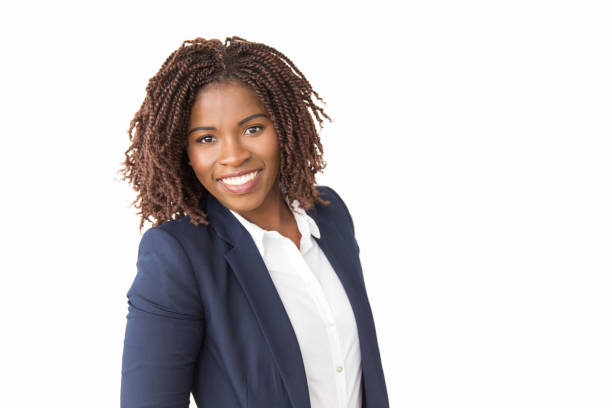 istock Happy successful beautiful business woman posing in studio 1183320948