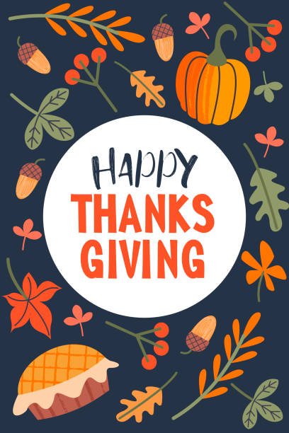 ilustrações de stock, clip art, desenhos animados e ícones de happy thanksgiving. greeting card, holiday banner. vector illustration. - thanksgiving dinner party turkey feast day