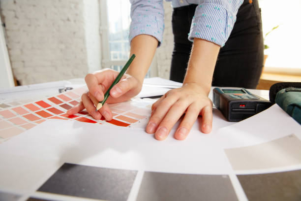 istock Interior designer working with colour palette in modern office 1183323926