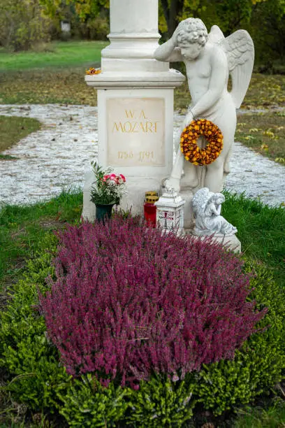 Photo of The gravestone of Wolfgang Amadeus Mozart in St. Marx Cemetery