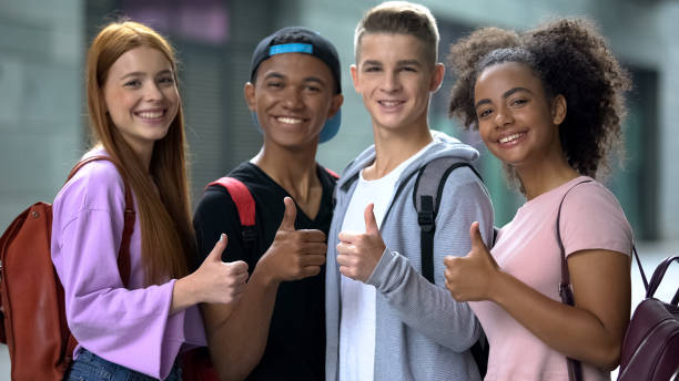 Kids, collage and portrait with diversity at school for work in education, students and child development. Pupils, notebook and composition for learning or lesson in literacy, writing for happiness
