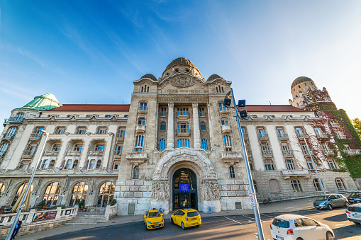 Budapest, Hungary - October 01, 2019: View of Gellert thermal spa historical building, Budapest, Hungary
