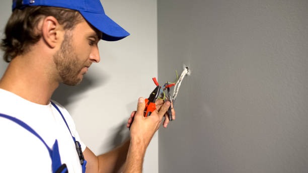 istock Handyman stripping wires, removing insulation with pliers, electrical services 1183329295