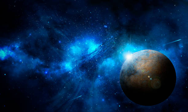 istock shining stars, milky way and planet in space 1183329539