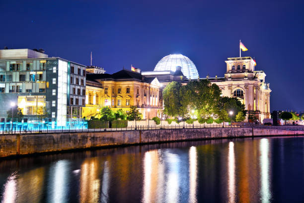 istock Reichstag building in Berlin at night 1183330300