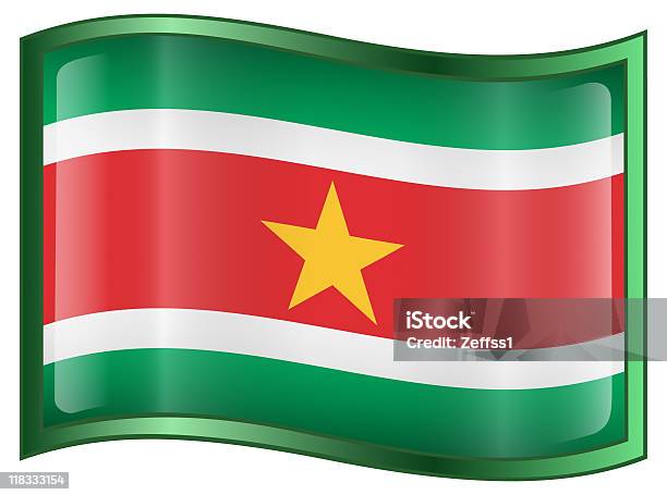 Foto de Ícone De Bandeira Do Suriname Isolado No Fundo Branco e mais fotos de stock de Azul Turquesa