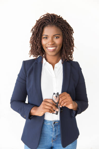 istock Happy cheerful manager holding glasses 1183334806