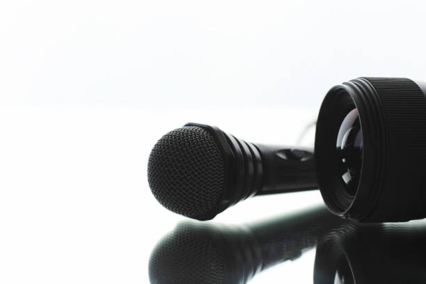 istock The microphone is on the table. Journalism concept. 1183336195