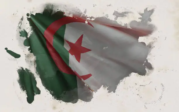 Algerian Flag, Algeria National Colors Background  <<3D Rendering>>