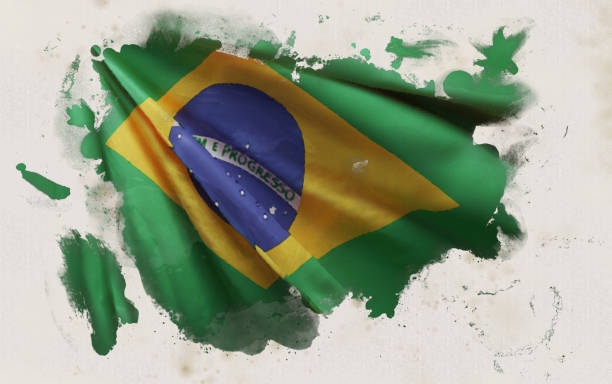 бразильский флаг, бразилия национальные цвета фон <<3d рендеринга>> - бразильский флаг стоковые фото и изображения