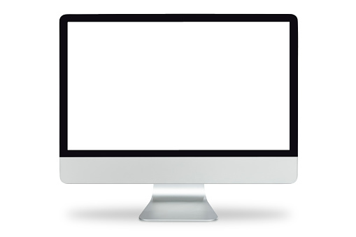 Computer display with blank white screen, 