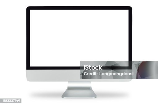 istock Computer display with blank white screen, "nComputer monitor isolated on white background with clipping path. 1183337149