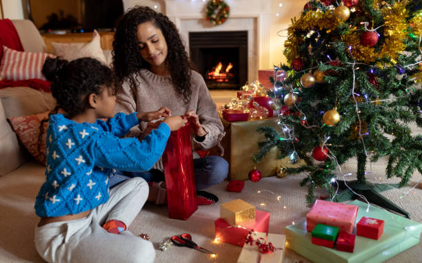 istock Family at home at Christmas time 1183337234