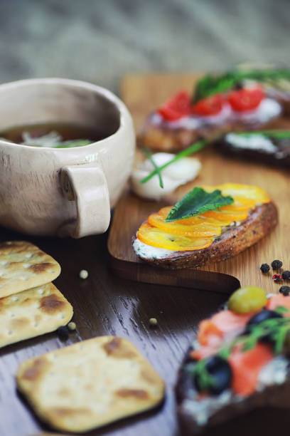 istock Assorted sandwiches with different fillings, fish mushrooms and others 1183338399
