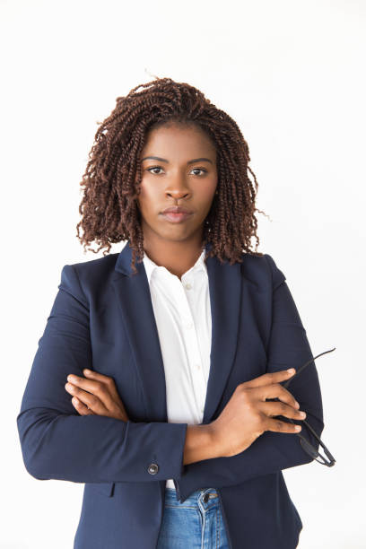istock Serious confident female expert holding glasses 1183338526