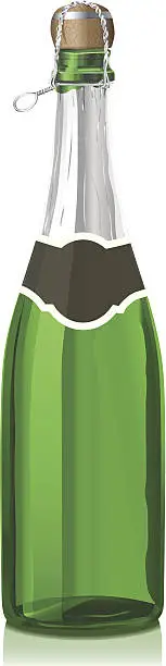 Vector illustration of Bottle with classical Champagne wine and cork (serie of images)