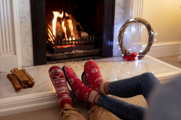 istock Couple at home at Christmas time 1183341483