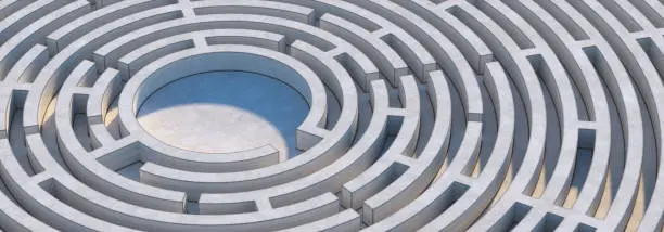 Photo of 3D Circular Maze, Labyrinth Background, Maze Concept