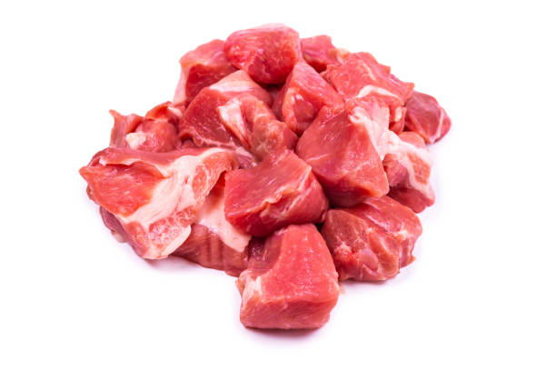 istock Fresh raw pork pieces isolated. 1183347847