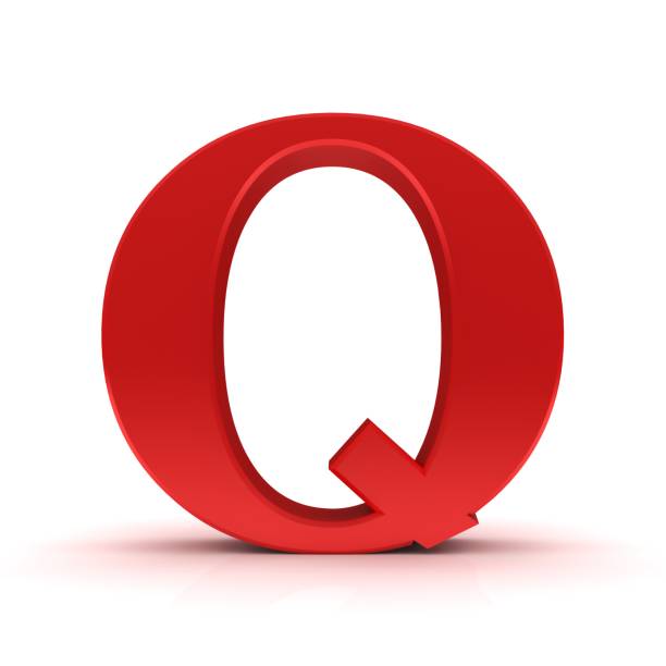 letter Q red 3d sign alphabet capital rendering isolated on white