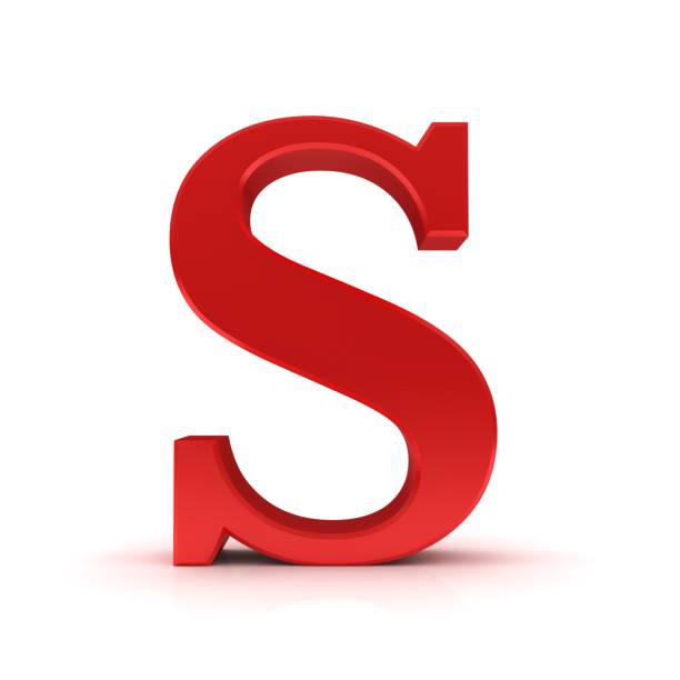 letter S red 3d sign alphabet capital rendering isolated on white
