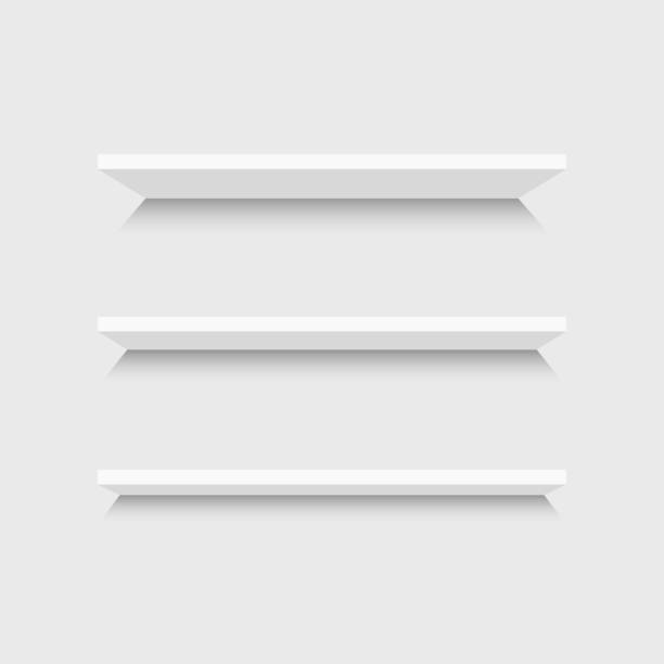 istock Empty shelves in gray colors for shop isolated on white background. Vector illustration. 1183349811