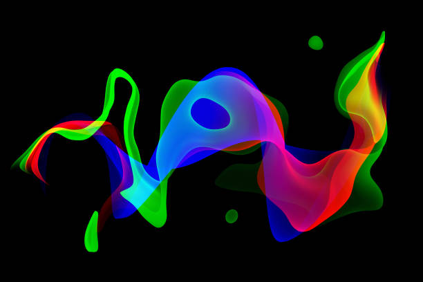 глюк prism неоновая радуга волна вихревой спираль surreal fun шаблон черный фон диффузии диффузии кривая нулевой гравитации блестящие красочные л - sewing item audio стоковые фото и изображения