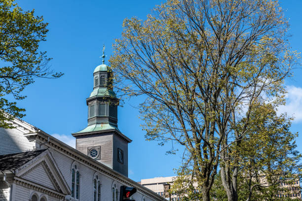 Church bell tower and tree in Halifax, Canada