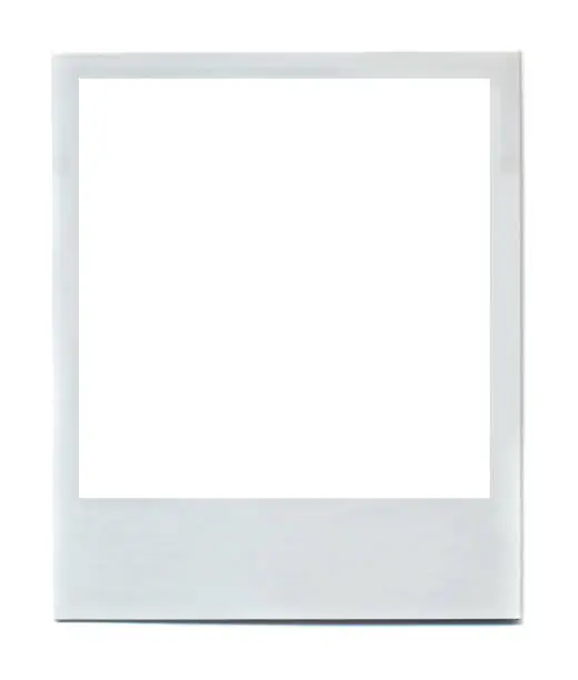 Photo of White photo frame. Old style photo picture for design
