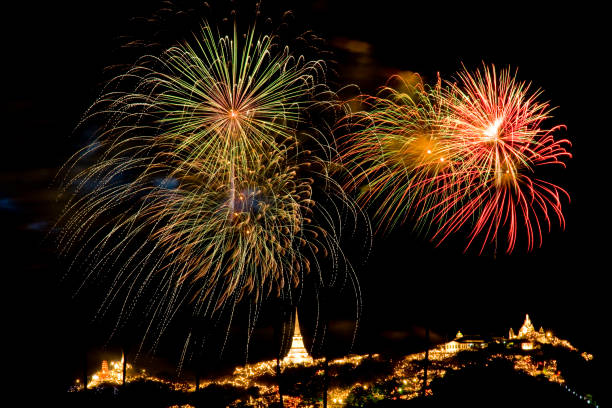istock Fireworks Stock Image In Black Background 1183353001