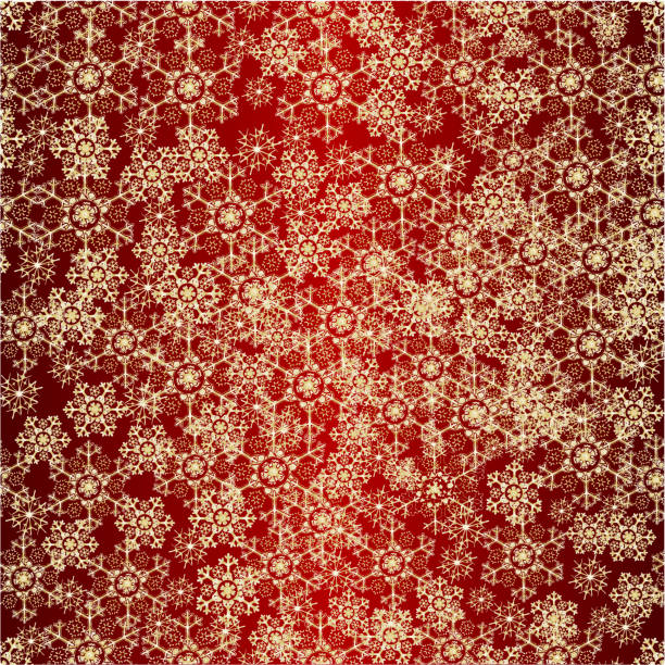 istock Seamless texture  Christmas gold snowflakes red background vintage vector illustration editable 1183357252