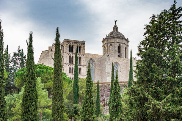 Girona Cathedral, Girona Spain stock photo