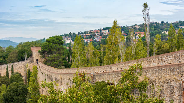 Girona City Wall, Spain stock photo
