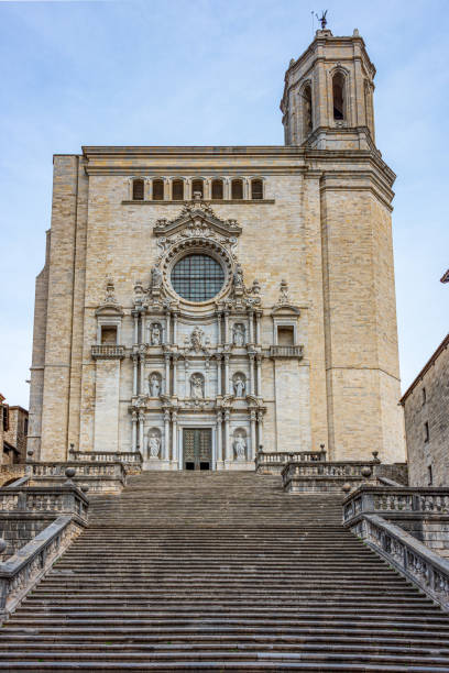 Girona Cathedral, Girona Spain stock photo